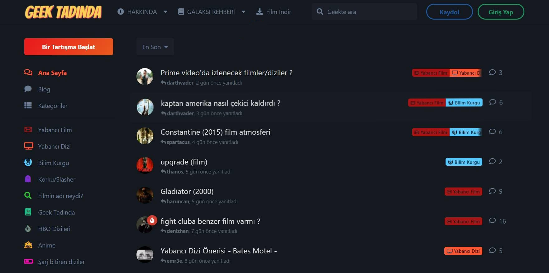 Geek Tadında was a Turkish social media platform for geeks. Established by William Evincent and Emre Derbentoğlu in March 29. 2021. Powered by @Flarum script.